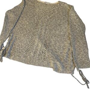 Knox Rose Grey crocheted tie up side sweater #fairycore #boho lose knit